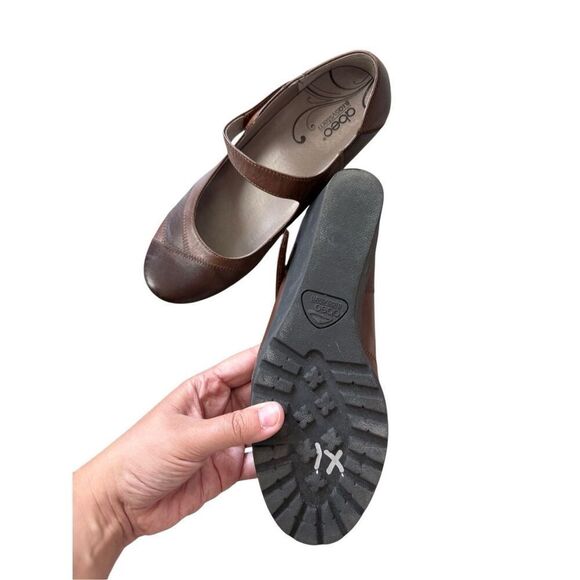 Abeo Ginger Womens Brown Bio System Leather Wedge Comfort Mary Jane Size 7N - Picture 2 of 5